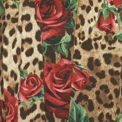 Pre Owned فستان دولتشي أند غابانا صغير حريري بطبعة فهد بني وورود