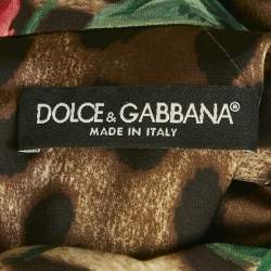 Pre Owned فستان دولتشي أند غابانا صغير حريري بطبعة فهد بني وورود