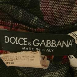 Pre Owned Dolce & Gabbana Black Floral Print Crepe Midi Dress S 