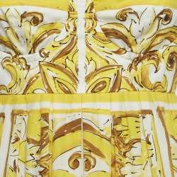 Pre Owned Dolce & Gabbana Yellow Majolica Print Cotton Mini Corset Dress S