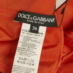 Pre Owned Dolce & Gabbana Orange Logo Jersey Sleeveless Jumpsuit XS 