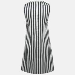 Pre Owned Dolce & Gabbana Black/Grey Striped Cotton Blend Mini Dress XS