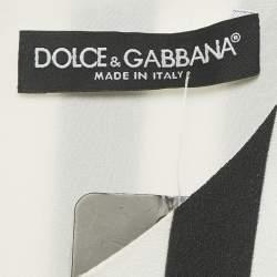 Pre Owned Dolce & Gabbana Black/White Stripe Crepe Midi Dress L