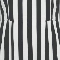 Pre Owned Dolce & Gabbana Black/White Stripe Crepe Midi Dress L