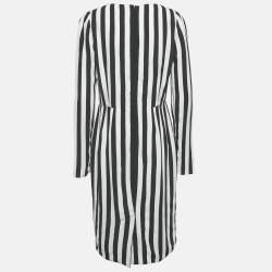 Pre Owned Dolce & Gabbana Black/White Stripe Crepe Midi Dress L