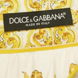 Pre Owned Dolce & Gabbana Yellow Majolica Print Cotton Maxi Skirt M