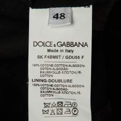 Pre Owned Dolce & Gabbana Black Jungle Print Cotton Midi Skirt L