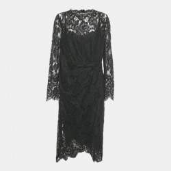 Pre Owned  Dolce & Gabbana Black Lace Midi Dress XL