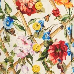 Pre Owned جاكيت دولتشي أند غابانا كريمي مطبوع بزهور قماش كريب أزرار أمامية مقاس صغير