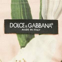 Pre Owned Dolce & Gabbana Pink Floral Print Silk Midi Skirt L