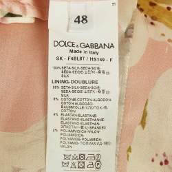 Pre Owned Dolce & Gabbana Pink Floral Print Silk Midi Skirt L