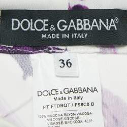 Pre Owned Dolce & Gabbana Purple Majolica Print Jersey Wide Leg Trousers XS 