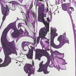 Pre Owned Dolce & Gabbana Purple Majolica Print Jersey Wide Leg Trousers XS 