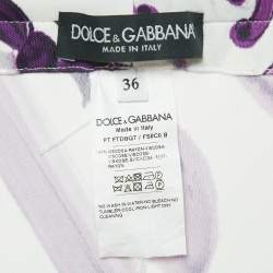 Pre Owned Dolce & Gabbana Purple Majolica Print Jersey Wide Leg Trousers XS 