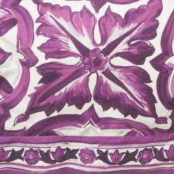 Pre Owned Dolce & Gabbana Purple Majolica Print Cotton Crop Top S