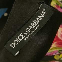 مملوكة مسبقًا Dolce & Gabbana Black Printed Silk Midi Dress XS