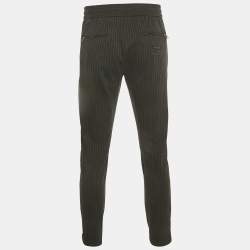 Pre Owned Dolce & Gabbana Black Pinstripe Jersey Jogger Pants L