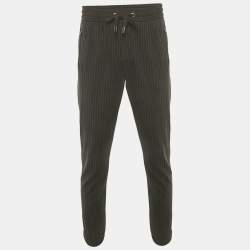 Pre Owned Dolce & Gabbana Black Pinstripe Jersey Jogger Pants L