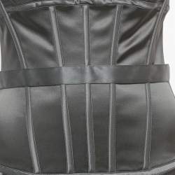 Pre Owned Dolce & Gabbana Black Satin Corset Midi Dress M