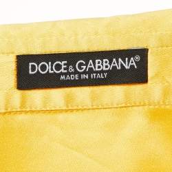 Pre Owned Dolce & Gabbana Yellow Silk Button Down Blouse L
