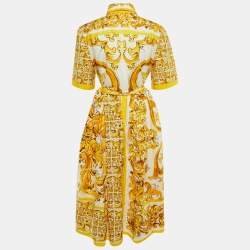 Pre Owned Dolce & Gabbana Yellow Majolica Print Cotton Maxi Dress XL