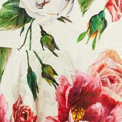 Pre Owned Dolce & Gabbana White Floral Jacquard Cotton & Silk Mini Skirt S