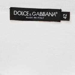 Pre Owned Dolce & Gabbana White I Have a Beautiful Life Cotton Crew Neck T-Shirt M 