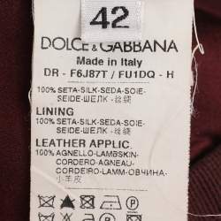 Pre Owned Dolce & Gabbana Burgundy Satin and Leather Tube Midi Dress M