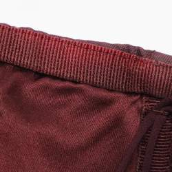 Pre Owned Dolce & Gabbana Burgundy Satin and Leather Tube Midi Dress M