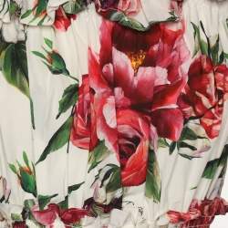 Pre Owned Dolce & Gabbana Multicolor Floral Print Cotton Ruffled Midi Dress XS