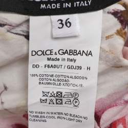 Pre Owned Dolce & Gabbana Multicolor Floral Print Cotton Ruffled Midi Dress XS