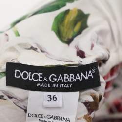 Pre Owned Dolce & Gabbana Multicolor Floral Print Cotton Ruffled Midi Dress XS