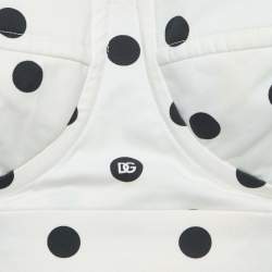 Pre Owned Dolce & Gabbana White Polka Dots Print Cotton Crop Top M