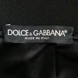 Pre Owned Dolce & Gabbana Black Floral Print Silk Midi Skirt M