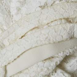 Pre Owned Dolce & Gabbana White Lace Ruched Sleeveless Mini Dress M