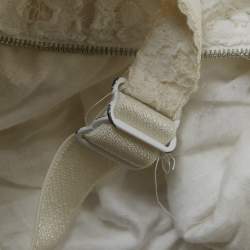 Pre Owned Dolce & Gabbana White Lace Ruched Sleeveless Mini Dress M