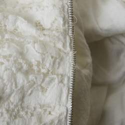 Pre Owned Dolce & Gabbana White Lace Ruched Sleeveless Mini Dress M
