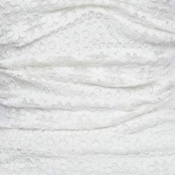 Pre Owned Dolce & Gabbana White Lace Ruched Sleeveless Mini Dress M