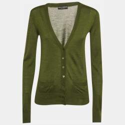 Pre Owned Dolce & Gabbana Olive Green Wool Blend Cardigan M