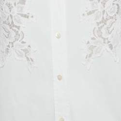 Pre Owned Dolce & Gabbana White Lace Trim Cotton Long Sleeve Shirt S