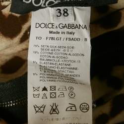 Pre Owned Dolce & Gabbana Brown Animal Print Lace Detail Top & Skirt Set S/XS 