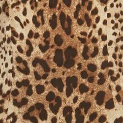 Pre Owned Dolce & Gabbana Brown Animal Print Lace Detail Top & Skirt Set S/XS 