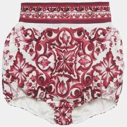 Pre Owned Dolce & Gabbana Pink Majolica Print Poplin Balloon Shorts S