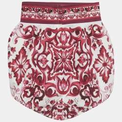 Pre Owned Dolce & Gabbana Pink Majolica Print Poplin Balloon Shorts S