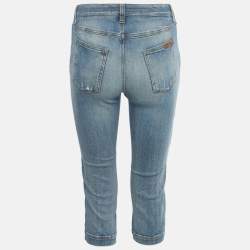 Pre Owned Dolce & Gabbana Blue Washed Denim Capri S/Waist 24"