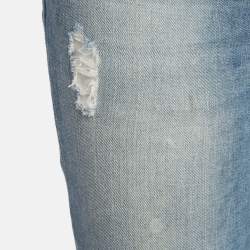 Pre Owned Dolce & Gabbana Blue Washed Denim Capri S/Waist 24"