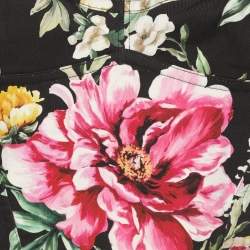 Pre Owned Dolce & Gabbana Black Multicolor Floral Print Cotton Off Shoulder Cropped Top S