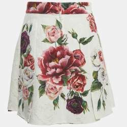 Pre Owned Dolce & Gabbana Multicolor Floral Print Jacquard Pleated Mini Skirt S