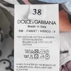 Pre Owned Dolce & Gabbana White Comic Print Poplin Tiered Mini Skirt S