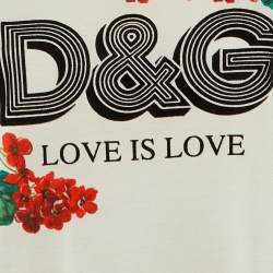 Pre Owned Dolce & Gabbana White D&G Floral Print Cotton Crew Neck T-Shirt L